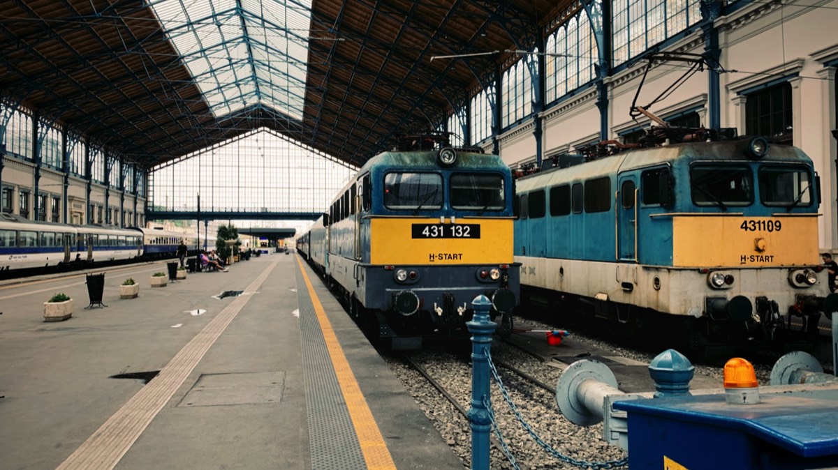 Awaiting the Airport Train at Nyugati palyaudvar Station Budapest