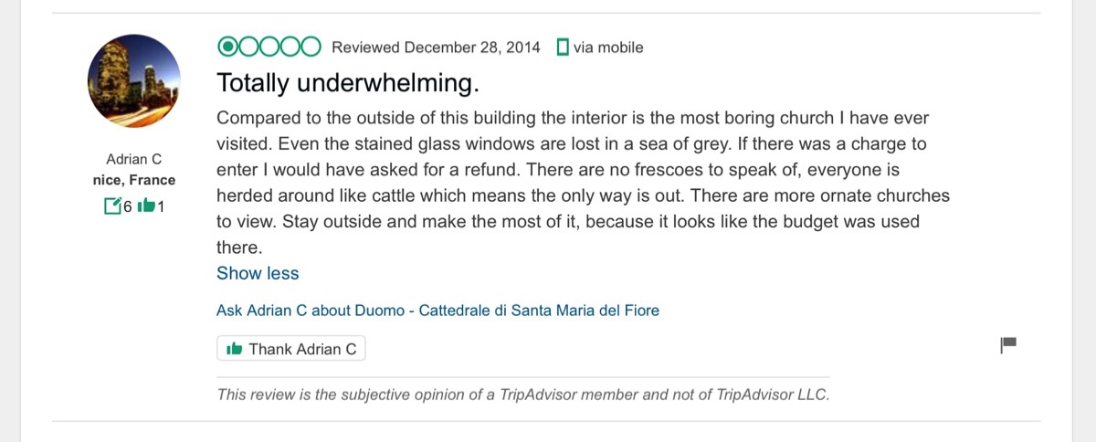 Tripadvisor Review of Il Duomo in Florence